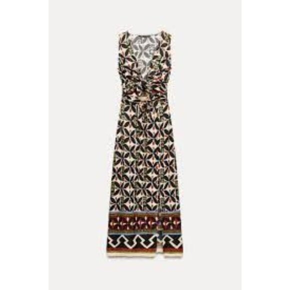 Zara Womens Midi Dress Size XS Multicolor Floral Cut Out 8626/159 NWT - Picture 2 of 13